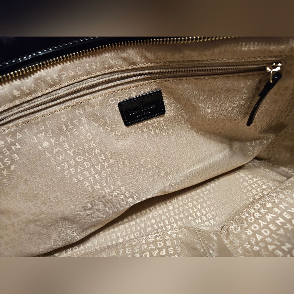 **KATE SPADE NEW YORK** Patent Leather Black Large Shoulder Purse Bag Sa… - Picture 10 of 16